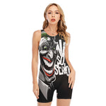 Laughing Joker Why So Serious Print Sleeveless One Piece Swimsuit