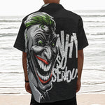 Laughing Joker Why So Serious Print Textured Short Sleeve Shirt