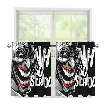 Laughing Joker Why So Serious Print Tier Curtains