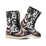 Laughing Joker Why So Serious Print Winter Boots
