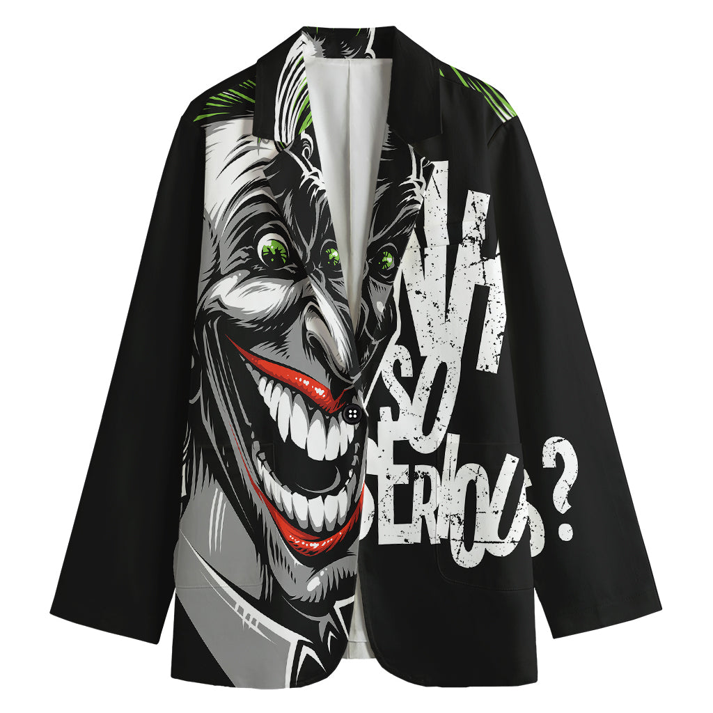Laughing Joker Why So Serious Print Women's Cotton Blazer
