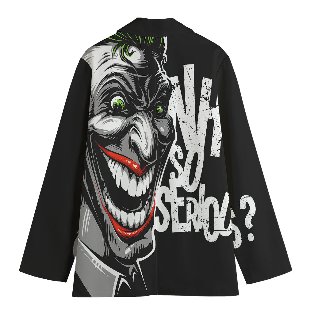 Laughing Joker Why So Serious Print Women's Cotton Blazer