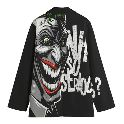 Laughing Joker Why So Serious Print Women's Cotton Blazer