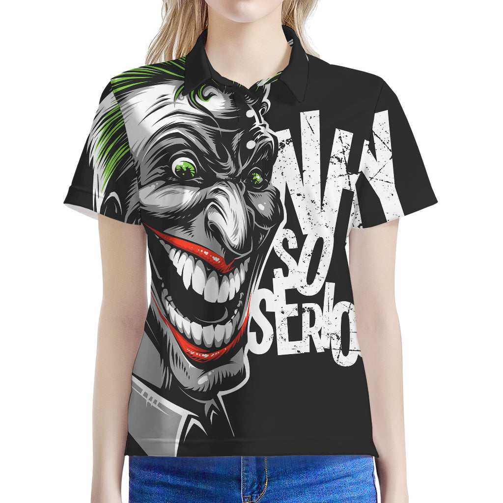 Laughing Joker Why So Serious Print Women's Polo Shirt