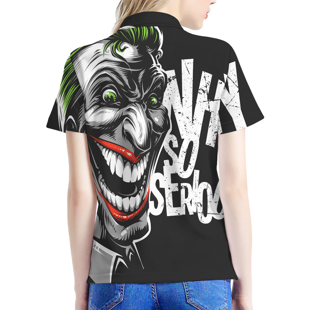 Laughing Joker Why So Serious Print Women's Polo Shirt