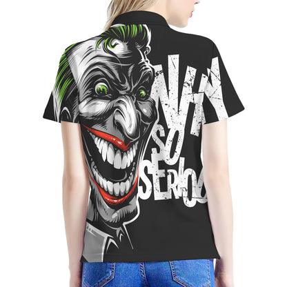 Laughing Joker Why So Serious Print Women's Polo Shirt