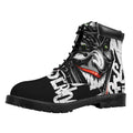 Laughing Joker Why So Serious Print Padded Collar Lace Up Boots