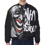Laughing Joker Why So Serious Print Zip Sleeve Bomber Jacket