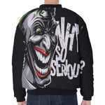 Laughing Joker Why So Serious Print Zip Sleeve Bomber Jacket