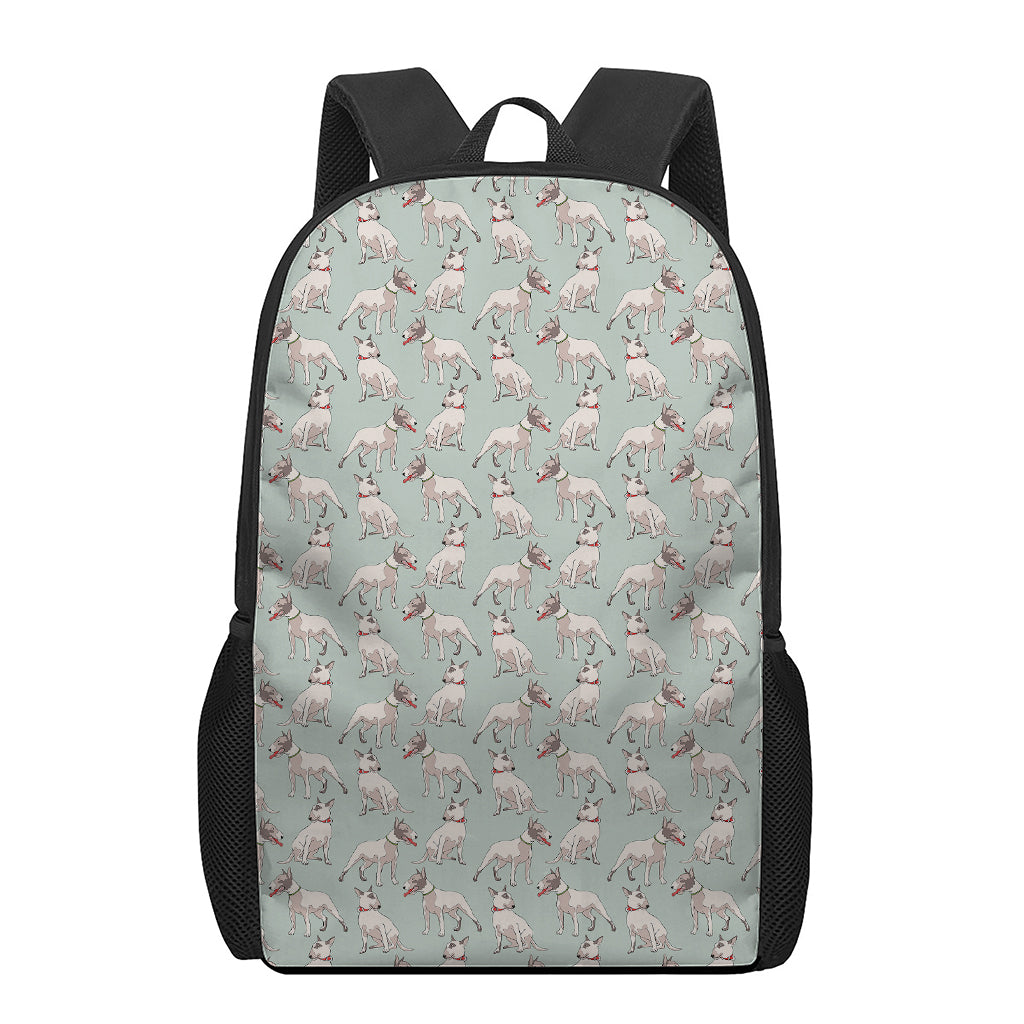 Laurel Green Bull Terrier Pattern Print 17 Inch Backpack