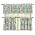 Laurel Green Bull Terrier Pattern Print 3 Piece Kitchen Curtains