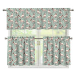 Laurel Green Bull Terrier Pattern Print 3 Piece Kitchen Curtains