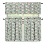 Laurel Green Bull Terrier Pattern Print 3 Piece Kitchen Curtains