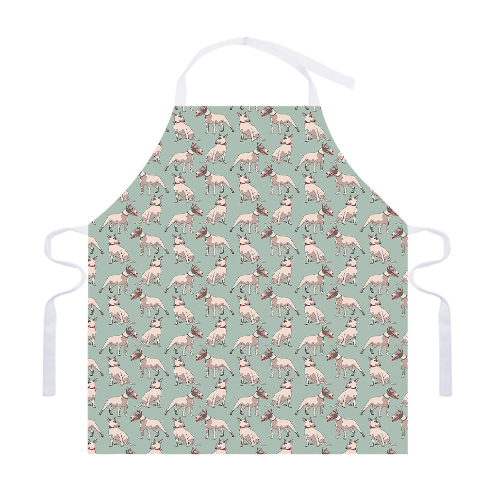 Laurel Green Bull Terrier Pattern Print Adjustable Apron