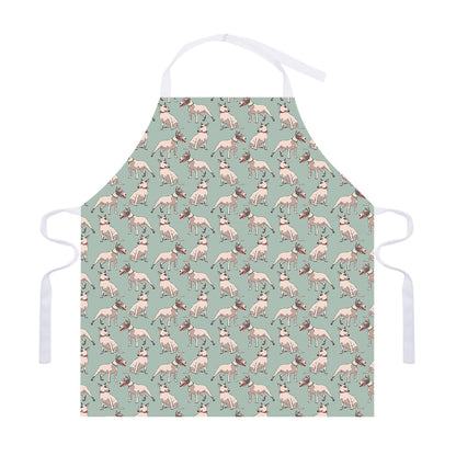 Laurel Green Bull Terrier Pattern Print Adjustable Apron