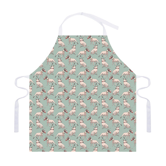 Laurel Green Bull Terrier Pattern Print Adjustable Apron