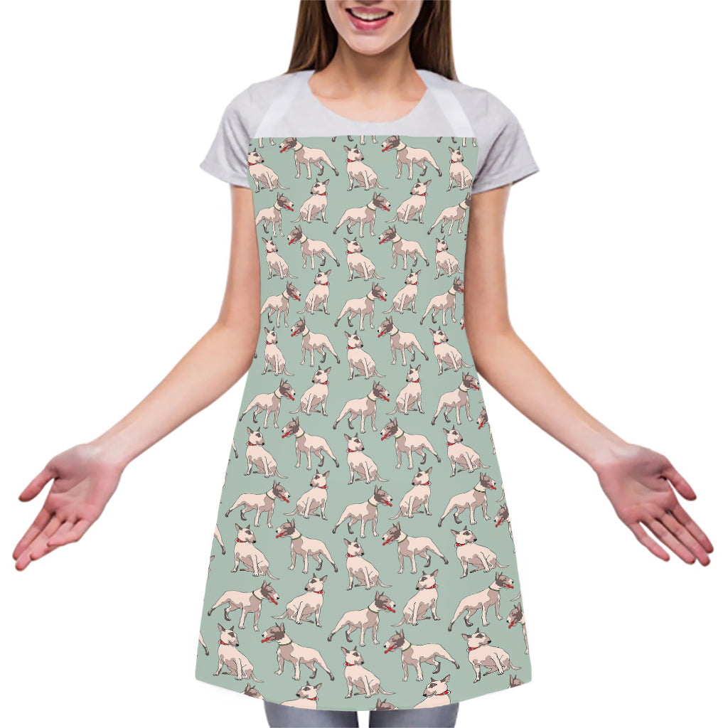 Laurel Green Bull Terrier Pattern Print Adjustable Apron