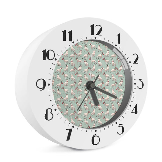 Laurel Green Bull Terrier Pattern Print Alarm Clock