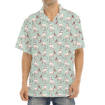 Laurel Green Bull Terrier Pattern Print Aloha Shirt
