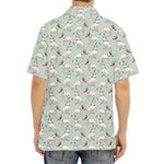 Laurel Green Bull Terrier Pattern Print Aloha Shirt