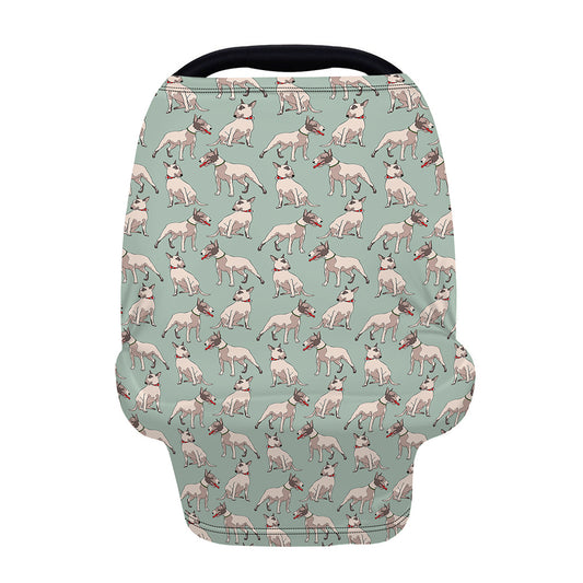 Laurel Green Bull Terrier Pattern Print Baby Seat Cover