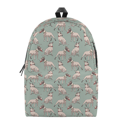 Laurel Green Bull Terrier Pattern Print Backpack