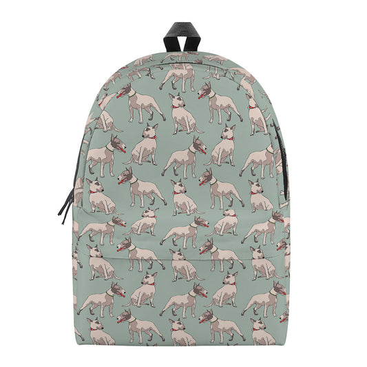 Laurel Green Bull Terrier Pattern Print Backpack