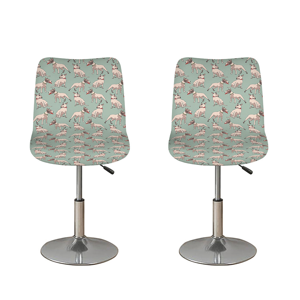 Laurel Green Bull Terrier Pattern Print Bar Stool Covers