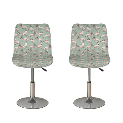Laurel Green Bull Terrier Pattern Print Bar Stool Covers