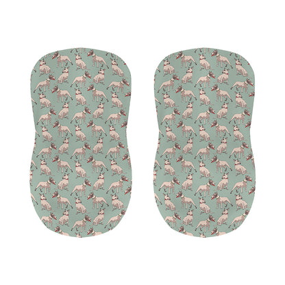 Laurel Green Bull Terrier Pattern Print Bar Stool Covers