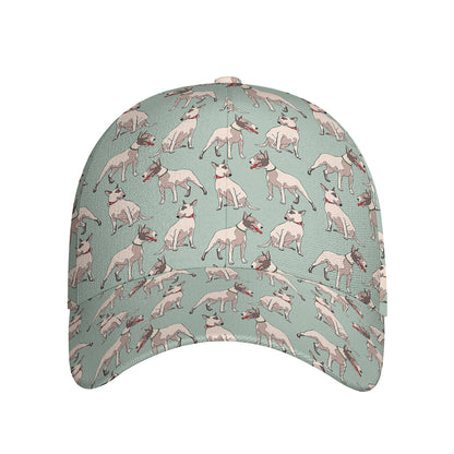 Laurel Green Bull Terrier Pattern Print Baseball Cap