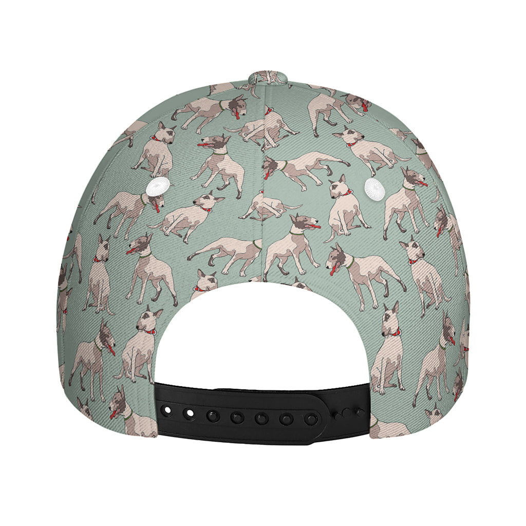 Laurel Green Bull Terrier Pattern Print Baseball Cap
