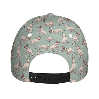 Laurel Green Bull Terrier Pattern Print Baseball Cap