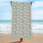 Laurel Green Bull Terrier Pattern Print Beach Towel