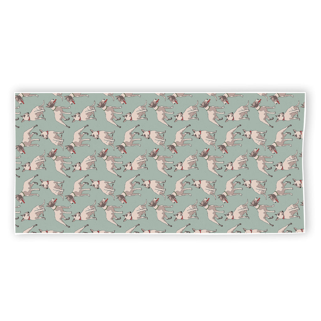 Laurel Green Bull Terrier Pattern Print Beach Towel