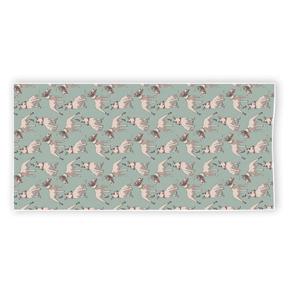 Laurel Green Bull Terrier Pattern Print Beach Towel