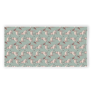 Laurel Green Bull Terrier Pattern Print Beach Towel