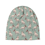 Laurel Green Bull Terrier Pattern Print Beanie