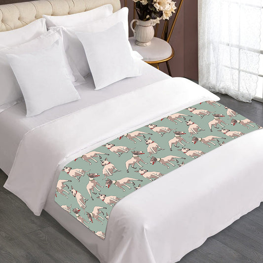 Laurel Green Bull Terrier Pattern Print Bed Runner