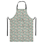 Laurel Green Bull Terrier Pattern Print Bib Apron With Pocket