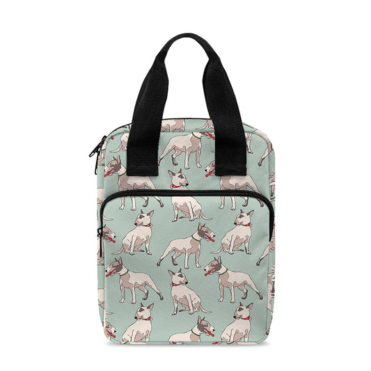 Laurel Green Bull Terrier Pattern Print Bible Tote Bag