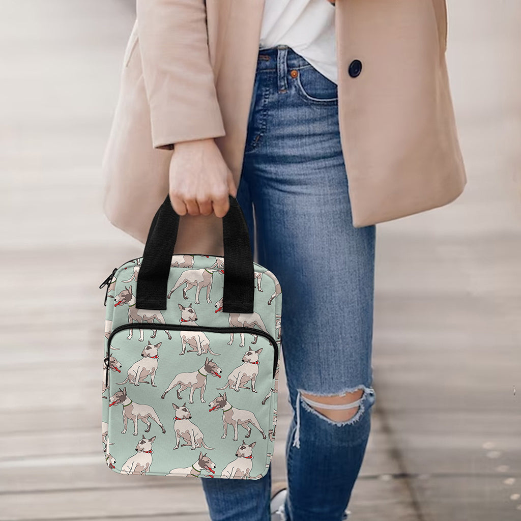 Laurel Green Bull Terrier Pattern Print Bible Tote Bag