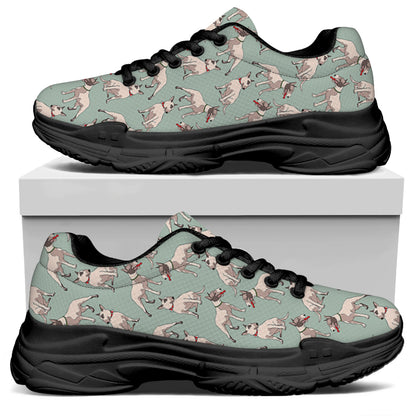 Laurel Green Bull Terrier Pattern Print Black Chunky Shoes