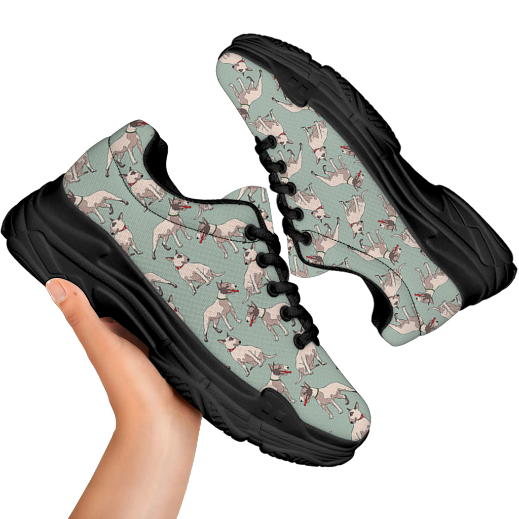 Laurel Green Bull Terrier Pattern Print Black Chunky Shoes