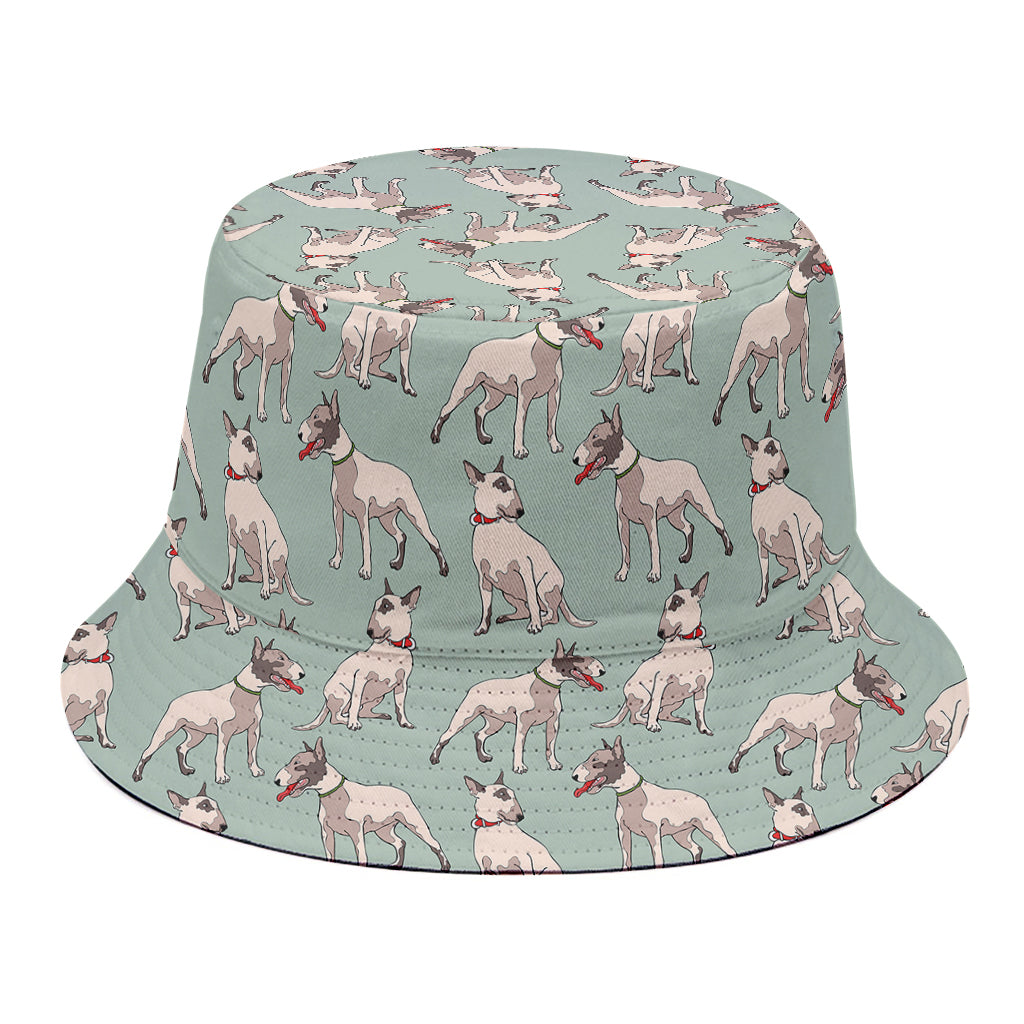 Laurel Green Bull Terrier Pattern Print Bucket Hat