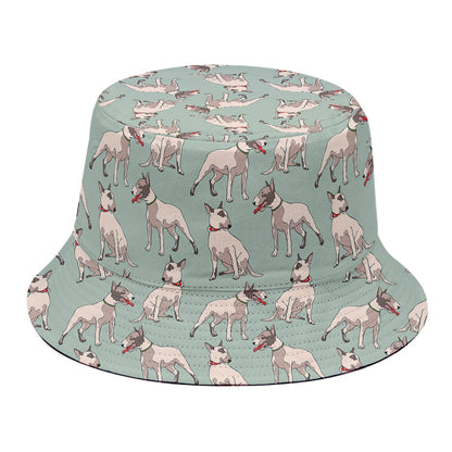 Laurel Green Bull Terrier Pattern Print Bucket Hat
