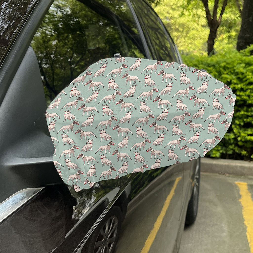 Laurel Green Bull Terrier Pattern Print Car Side Mirror Covers