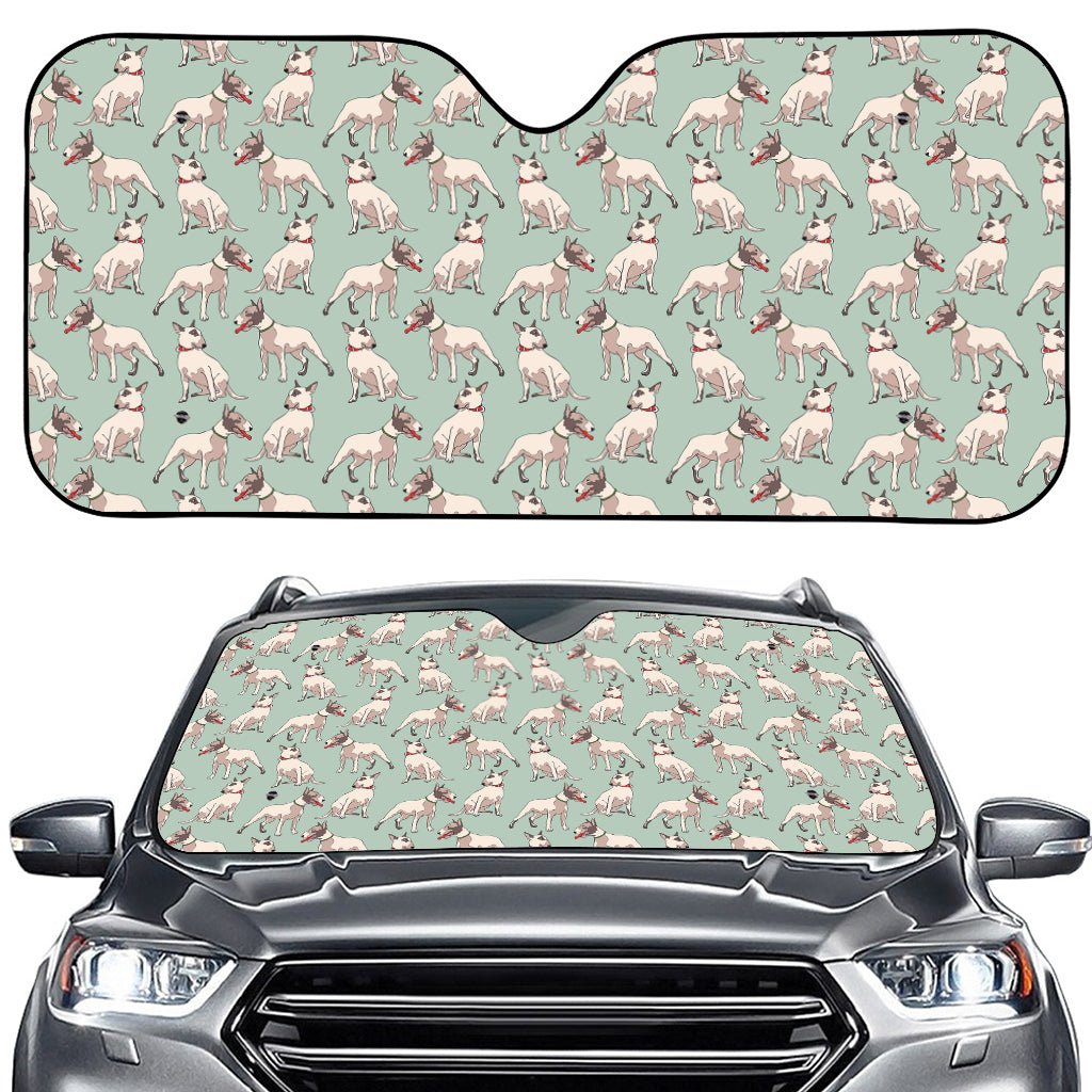 Laurel Green Bull Terrier Pattern Print Car Windshield Sun Shade