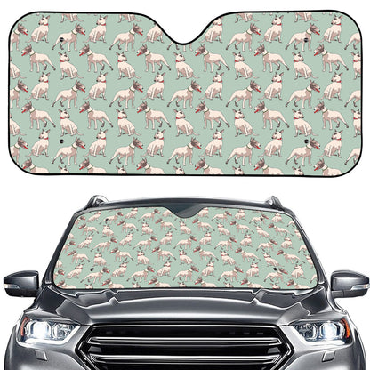 Laurel Green Bull Terrier Pattern Print Car Windshield Sun Shade