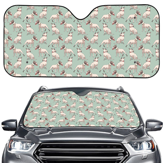 Laurel Green Bull Terrier Pattern Print Car Windshield Sun Shade